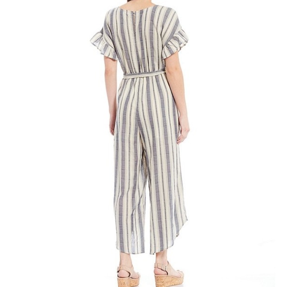 June & Hudson stripe ruffle sleeve jumpsuit - Picture 2 of 6